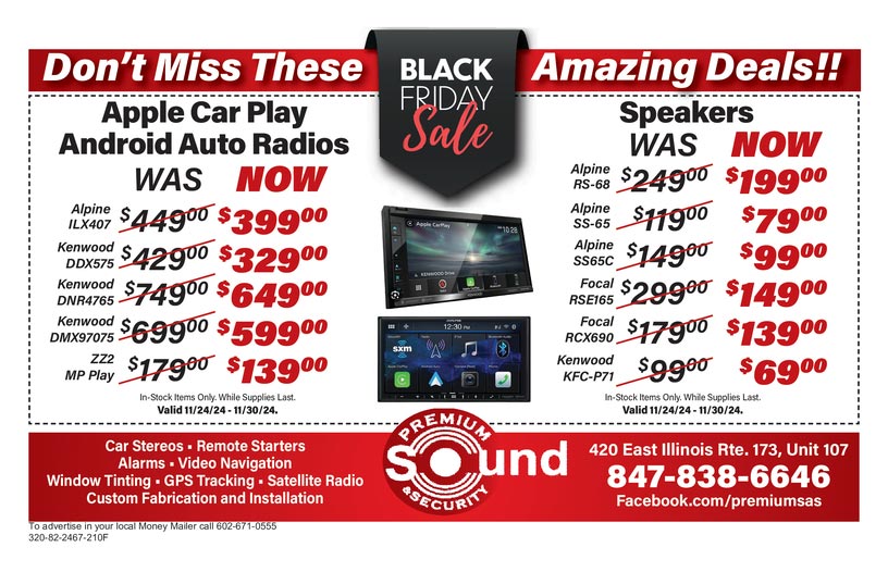 Graphic describing Black Friday deals on offer from Premium Sound and Security